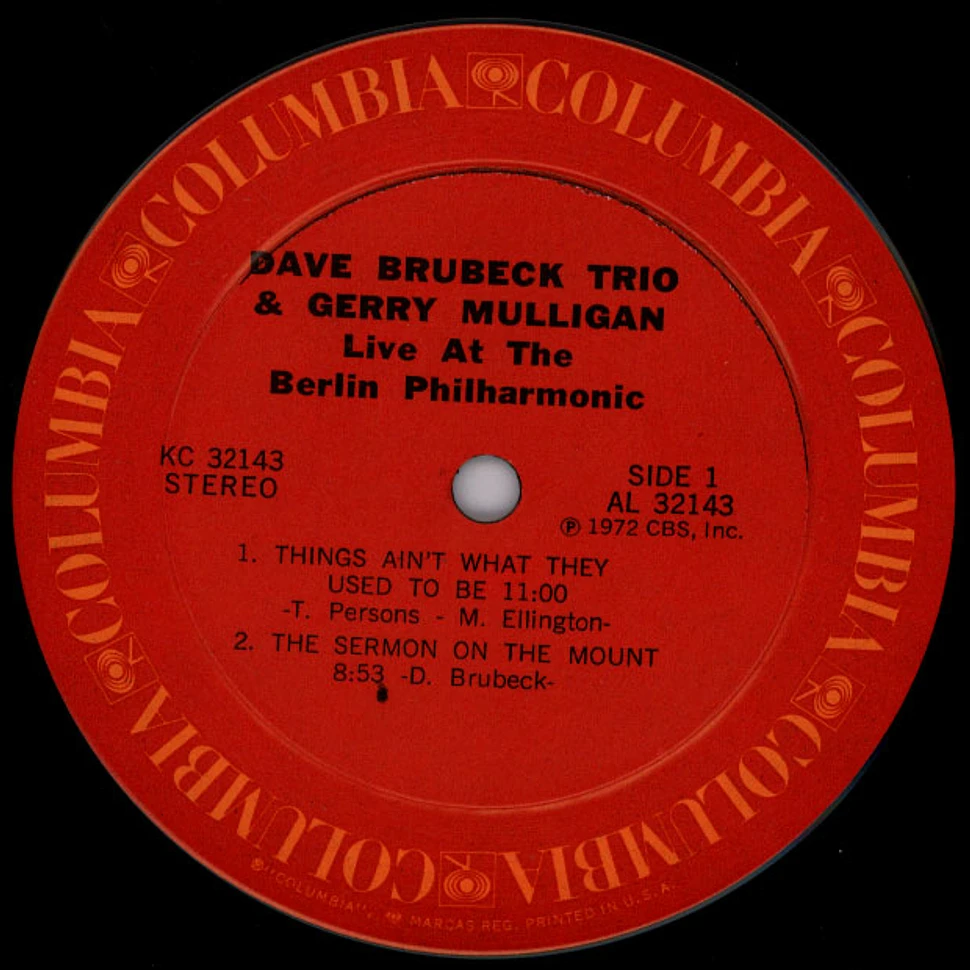 The Dave Brubeck Trio Featuring Gerry Mulligan - Live At The Berlin Philharmonic