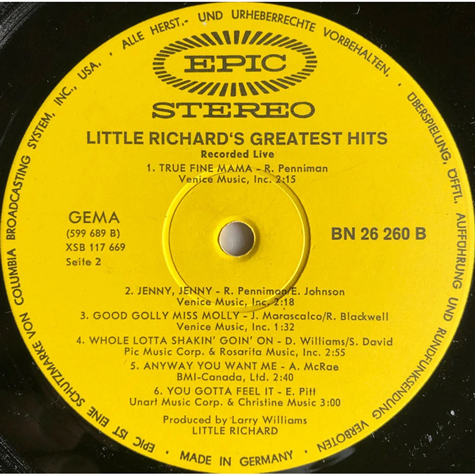 Little Richard - Little Richard's Greatest Hits Recorded Live