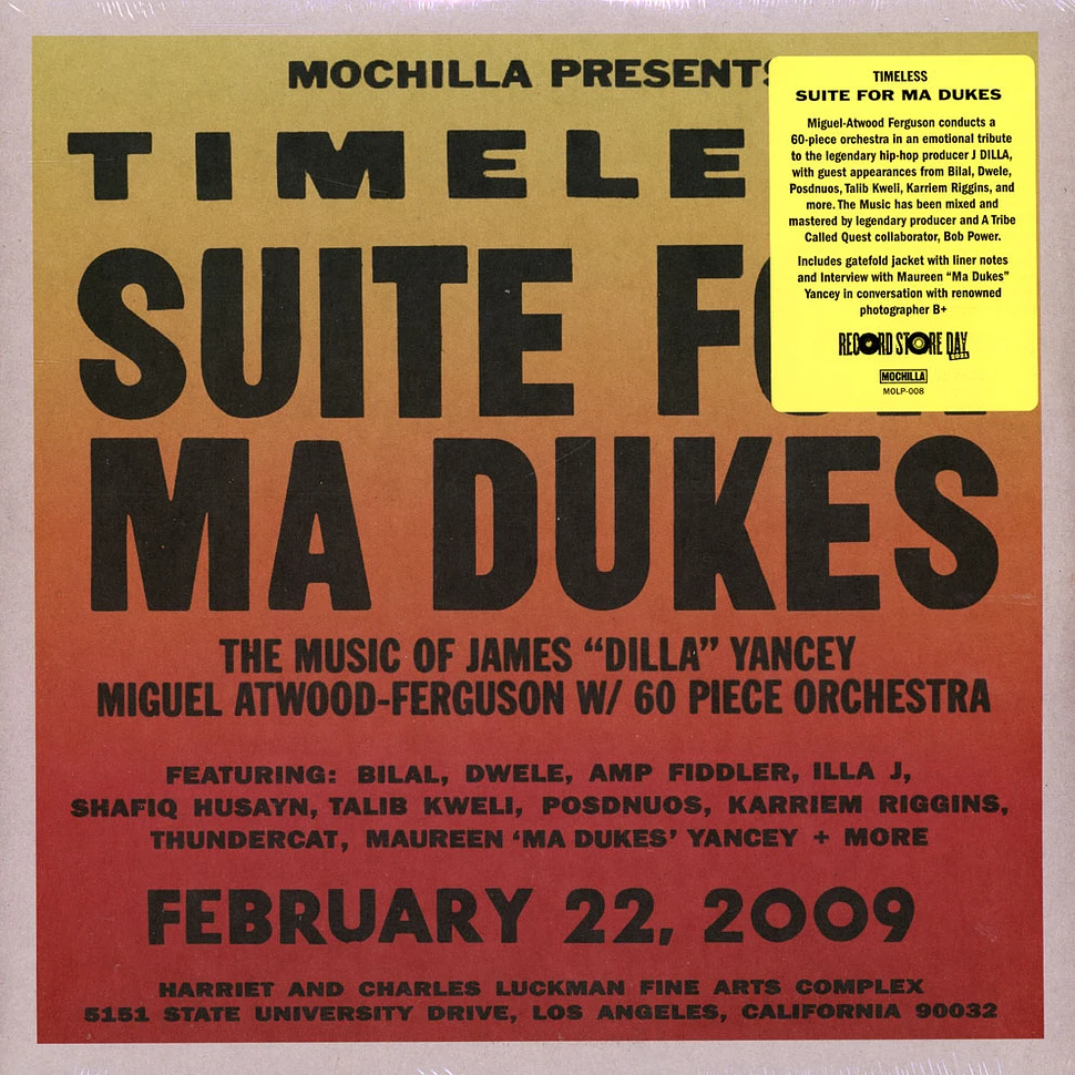 J Dilla - Mochilla Presents Timeless: Suite For Ma Dukes Record Store Day 2021 Edition