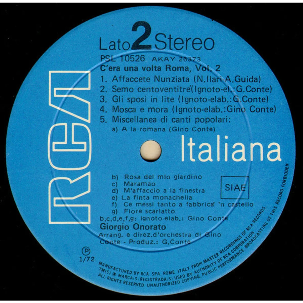 Giorgio Onorato - C'era Una Volta Roma Vol. 2 (Momenti Della Canzone Romana)