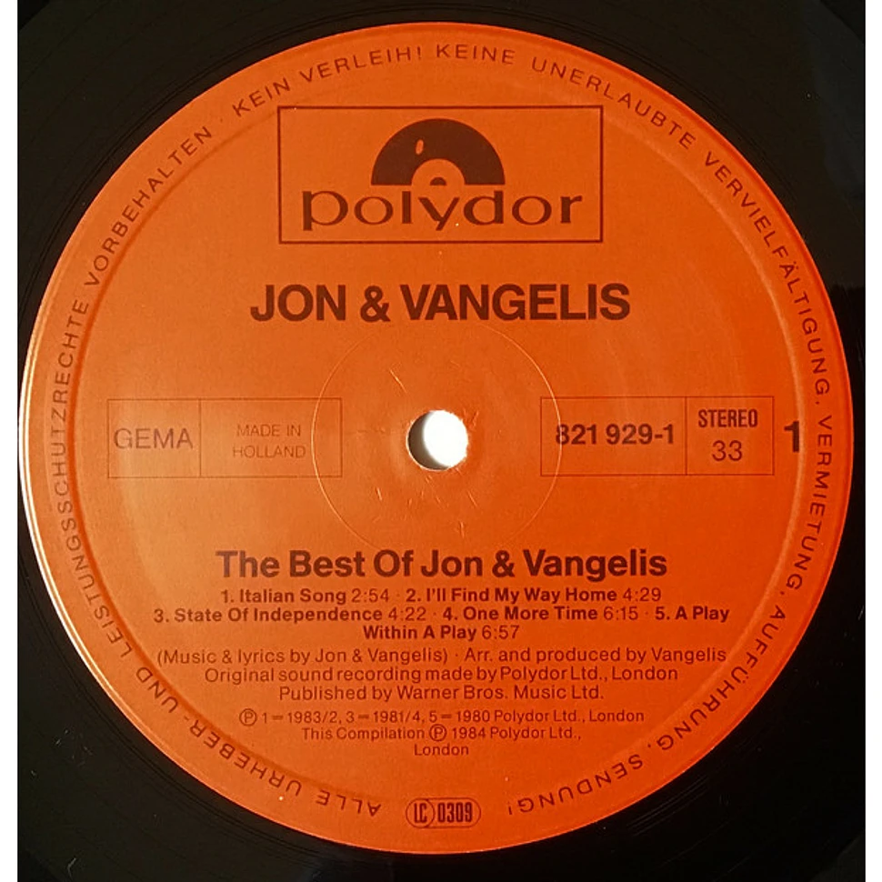 Jon & Vangelis - The Best Of Jon And Vangelis