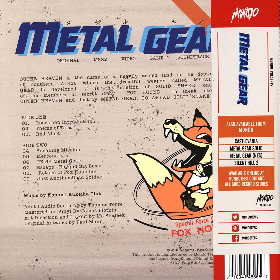 Konami Kukeiha Club - Metal Gear Original Msx2 Video Game Soundtrack
