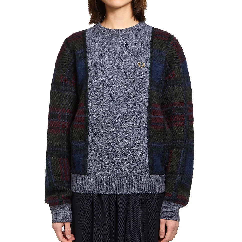 Fred Perry - Tartan Panel Cable Knit Jumper