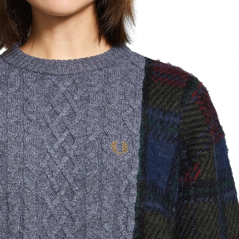 Fred Perry - Tartan Panel Cable Knit Jumper