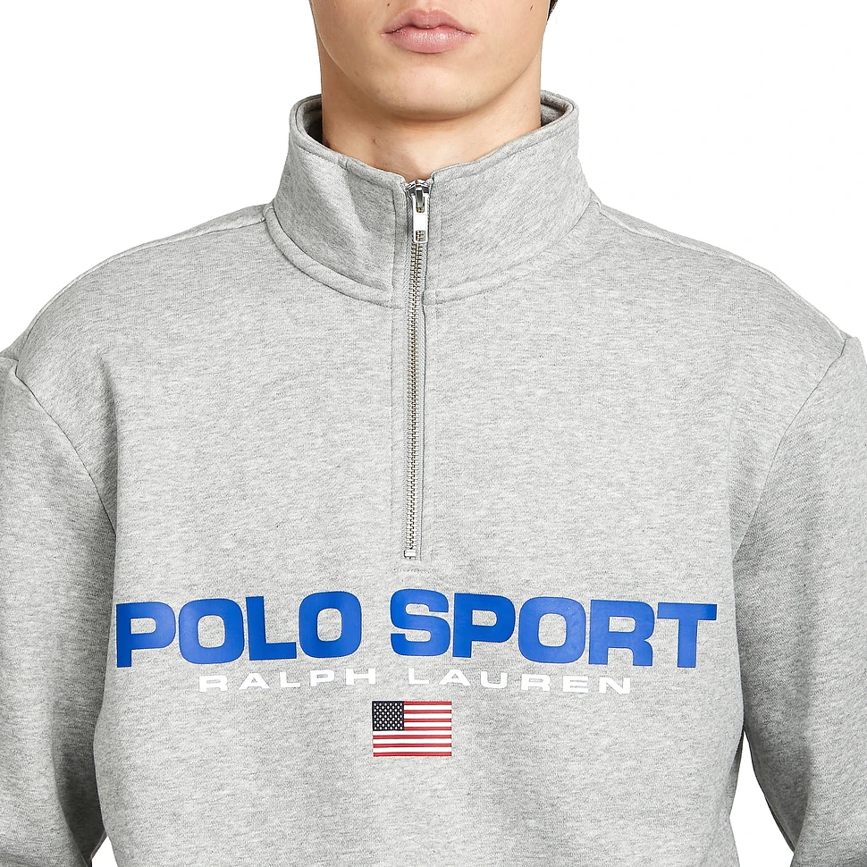 Polo Ralph Lauren Sport capsule fleece large front logo half zip sweatshirt  in gray heather