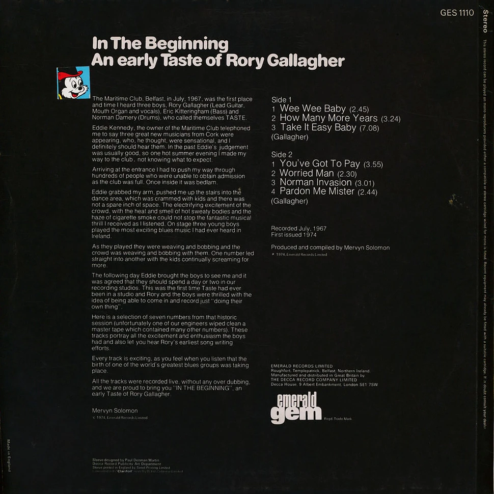 Rory Gallagher - In The Beginning - An Early Taste Of Rory Gallagher