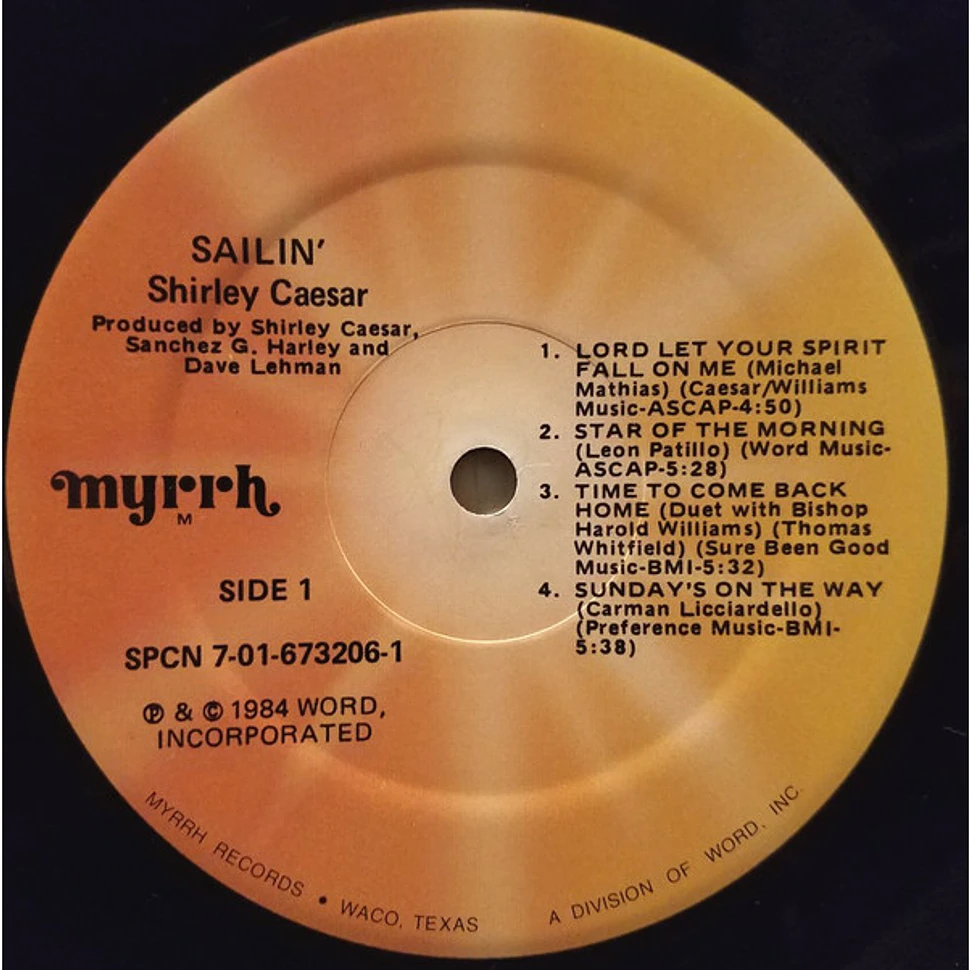 Shirley Caesar - Sailin' - Vinyl LP - 1984 - US - Original | HHV