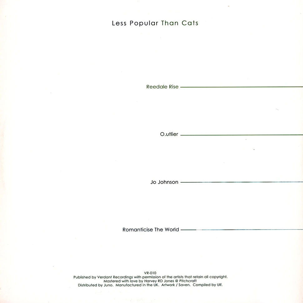 Reedale Rise, Outlier, Jo Johnson & Romanticise The World - Less Popular Than Cats