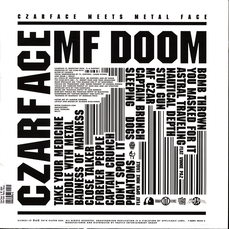 Czarface & MF DOOM - Czarface Meets Metal Face Black & White Artwork & White Vinyl Edition