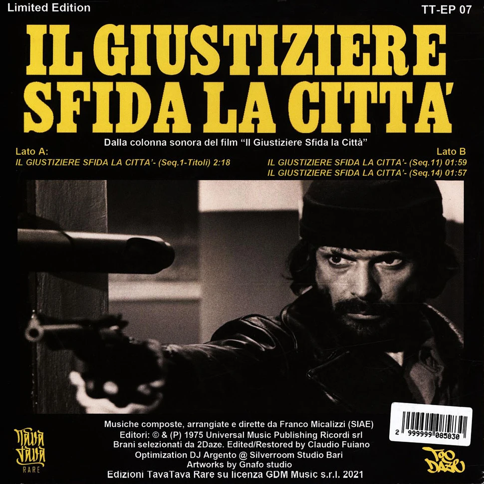 Franco Micalizzi - Il Giustiziere Sfida La Citta' Black Vinyl Edition