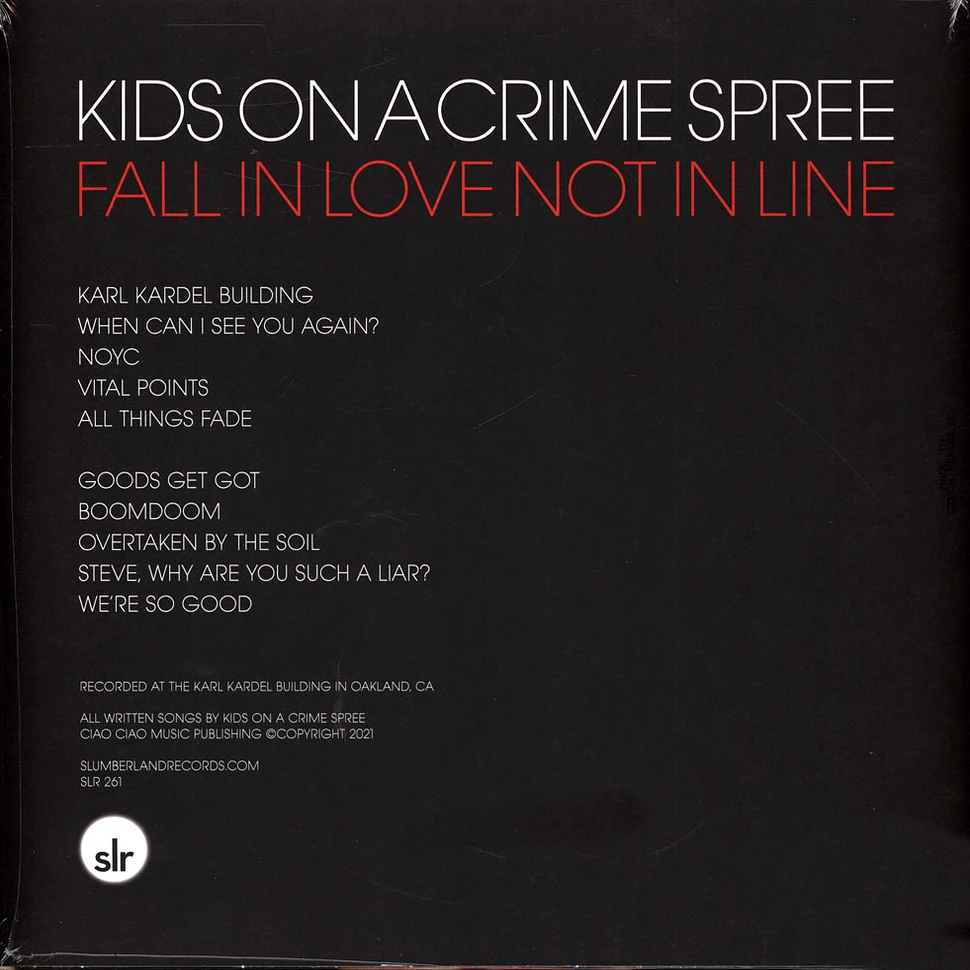 Kids On A Crime Spree - Fall In Love Not In Line Black Inside Clear Vinyl Edition