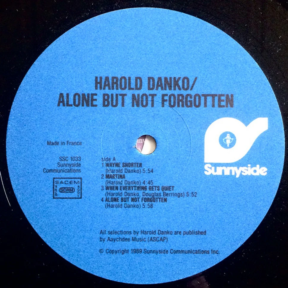 Harold Danko - Alone But Not Forgotten