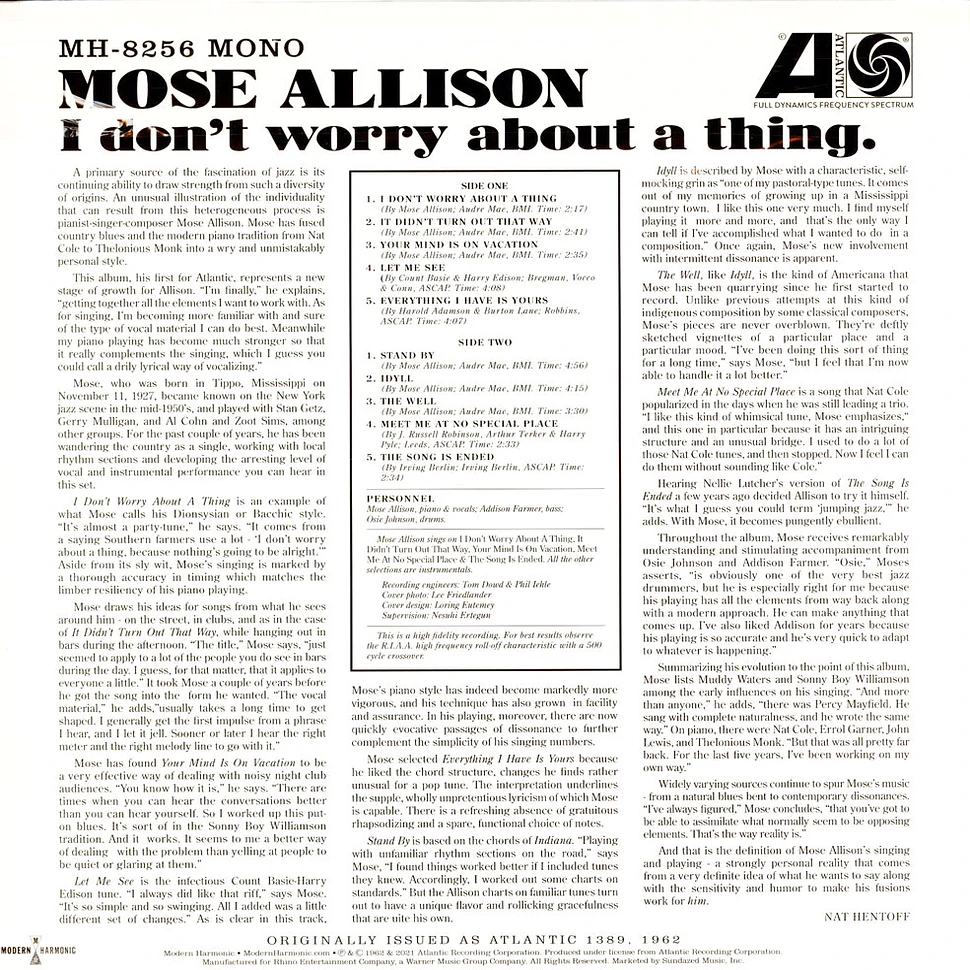 Mose Allison - I Don't Worry About A Thing Limited Edition