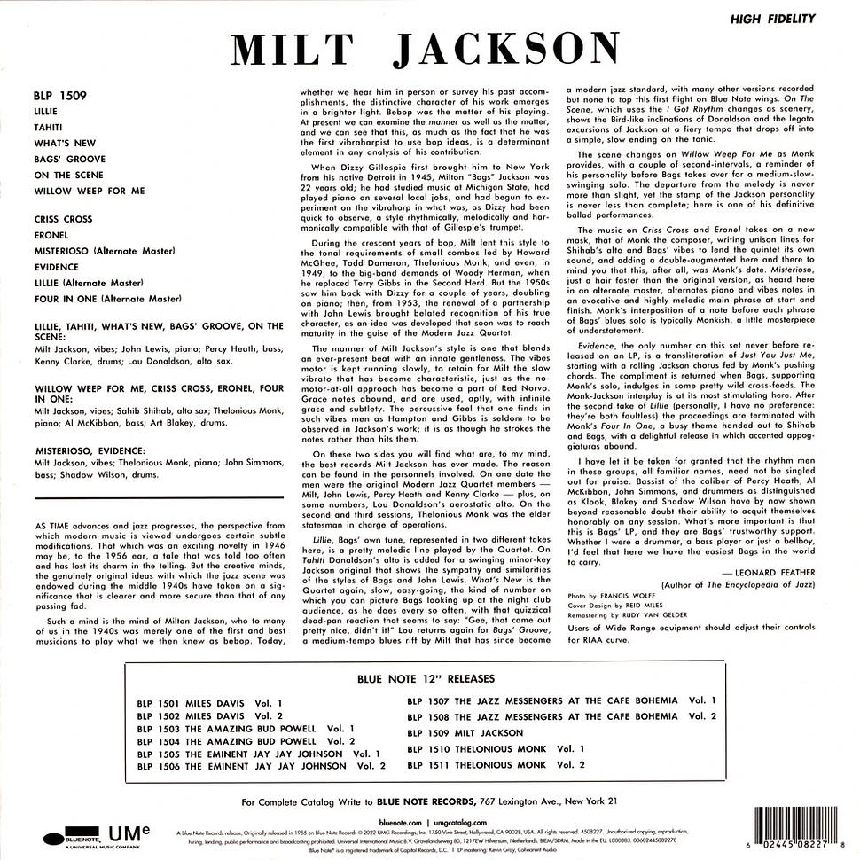 Milt Jackson - With John Lewis, Percy Heath, Kenny Clarke, Lou Donaldson And The Thelonious Monk Quintet