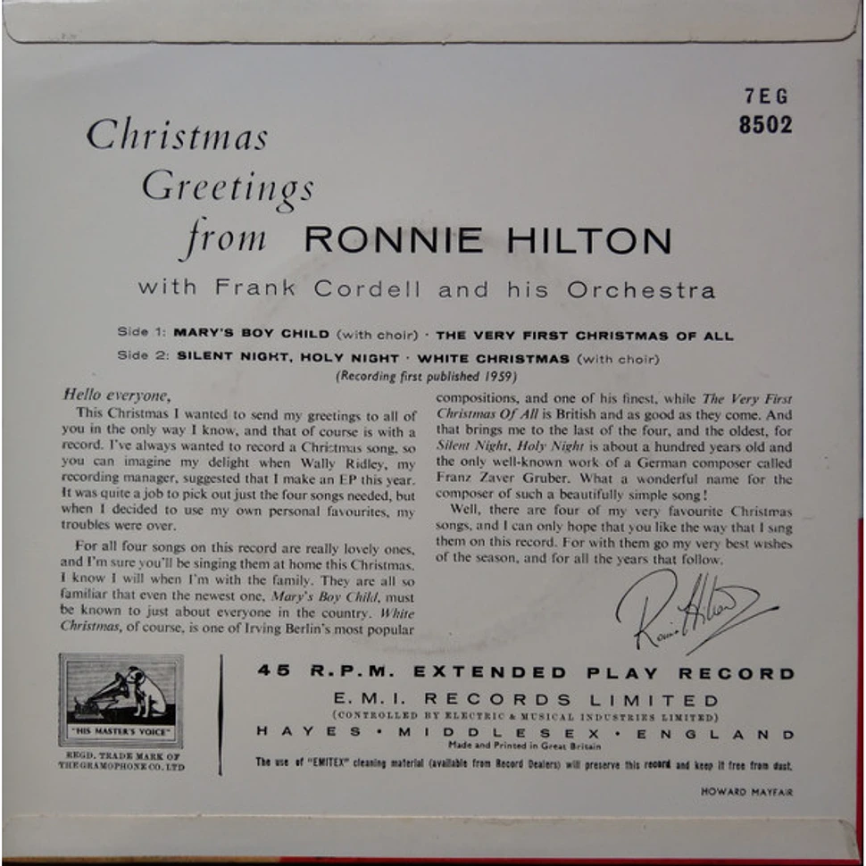 Ronnie Hilton - Christmas Greetings