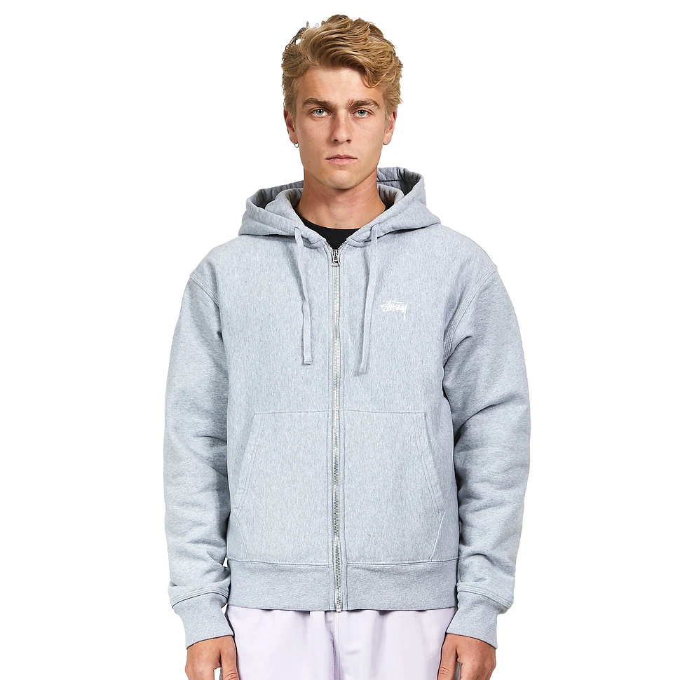 Stüssy - Stock Logo Zip Hood (Grey Heather B12 B) | HHV