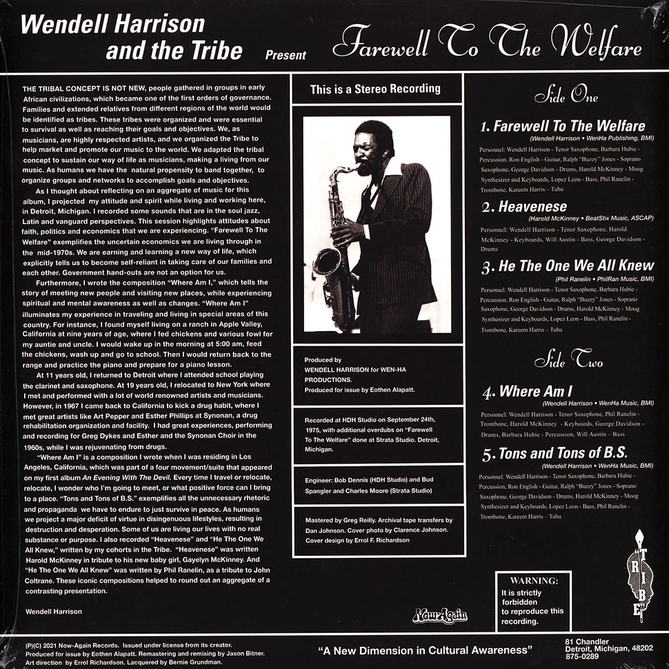 Wendell Harrison - Farewell To The Welfare Black Vinyl Edition