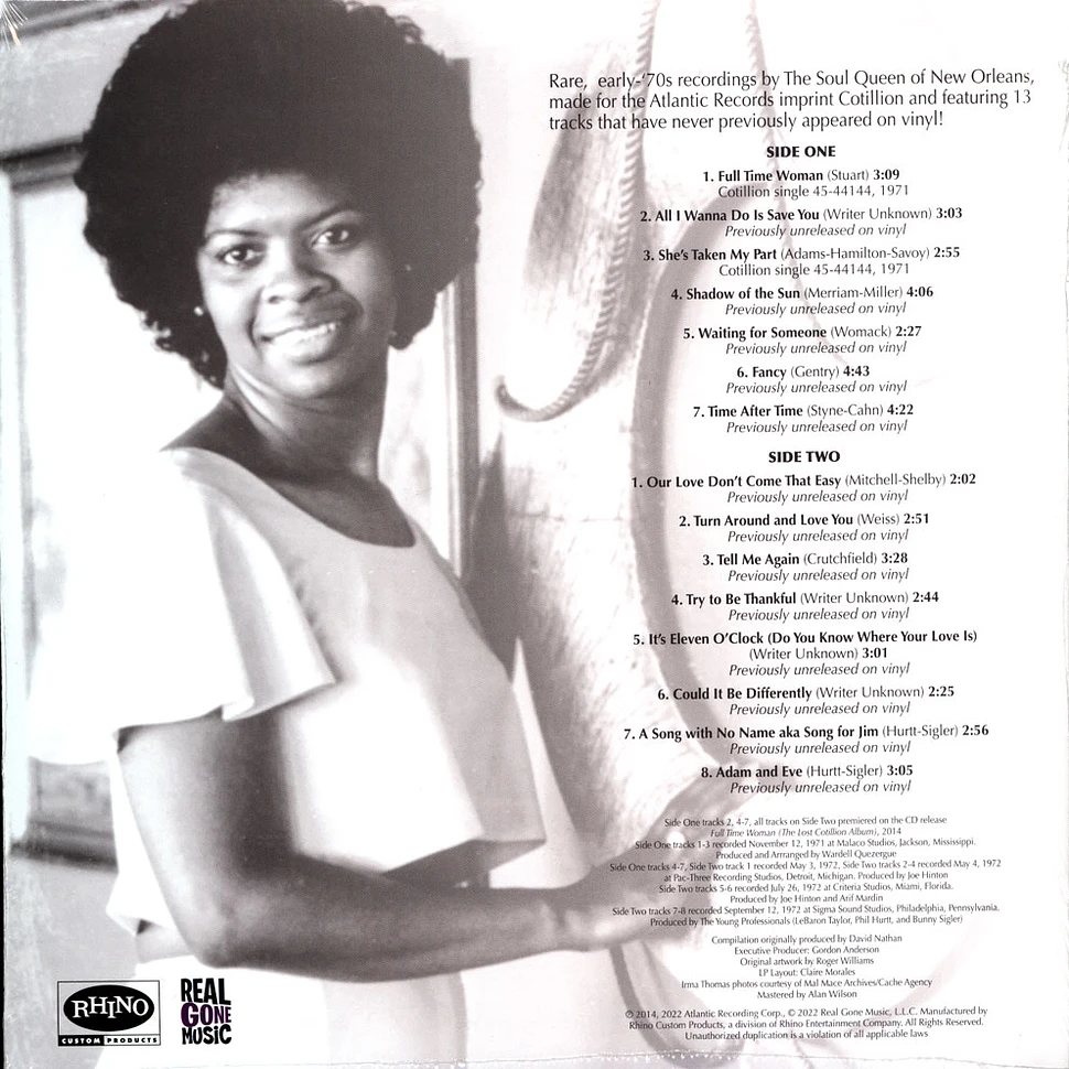 Irma Thomas - Full Time Woman: The Lost Cotillion Album