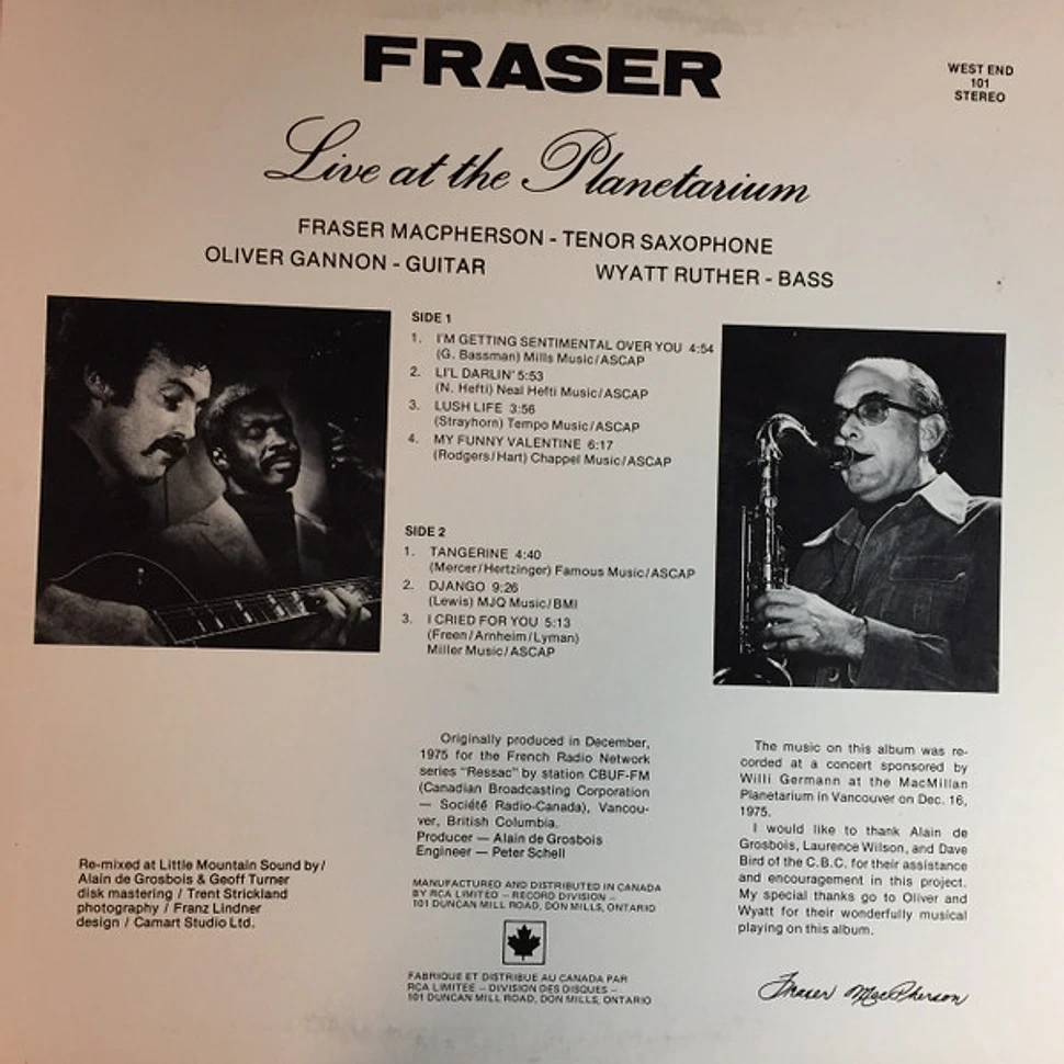 Fraser MacPherson - Live At The Planetarium