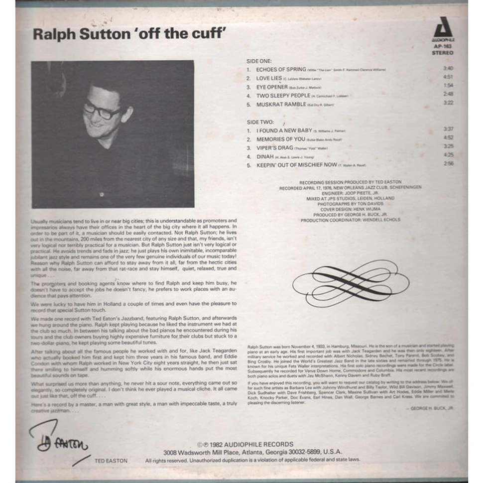 Ralph Sutton - 'Off The Cuff'