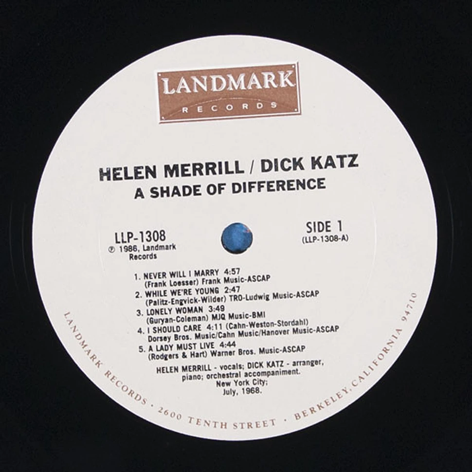 Helen Merrill / Dick Katz - A Shade Of Difference