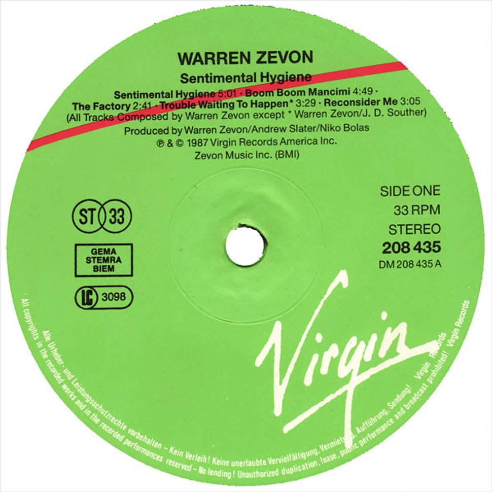 Warren Zevon - Sentimental Hygiene