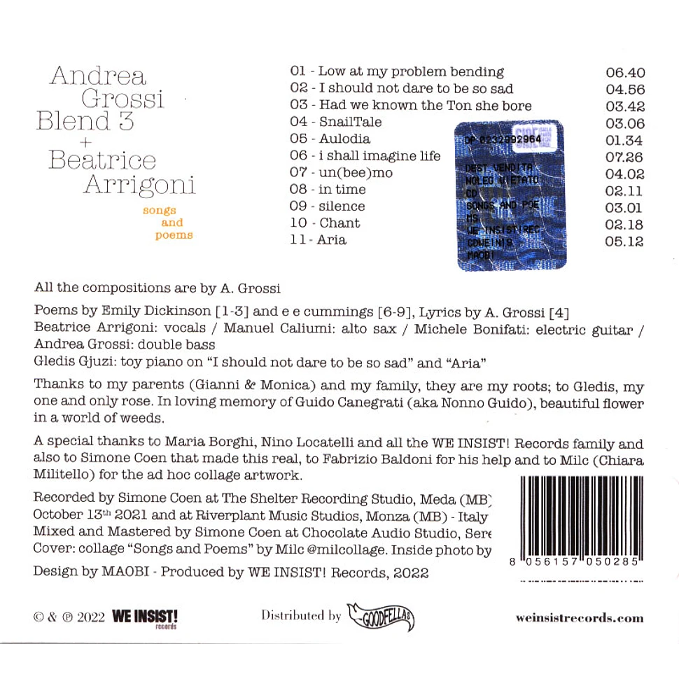 Andrea Grossi Blend 3 + Beatrice Arrigoni - Songs And Poems