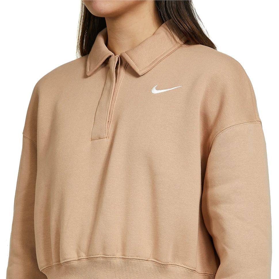 Nike Sportswear Phoenix Women's Fleece Cropped Polo Sweatshirt Brown  DQ5868-200