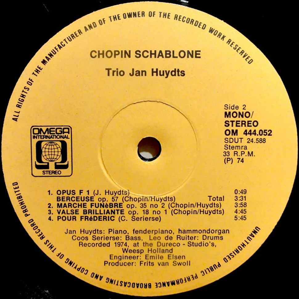 Jan Huydts Trio - Chopin Schablone