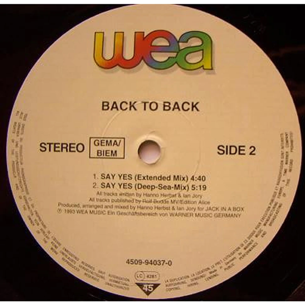 Back To Back - Say Yes