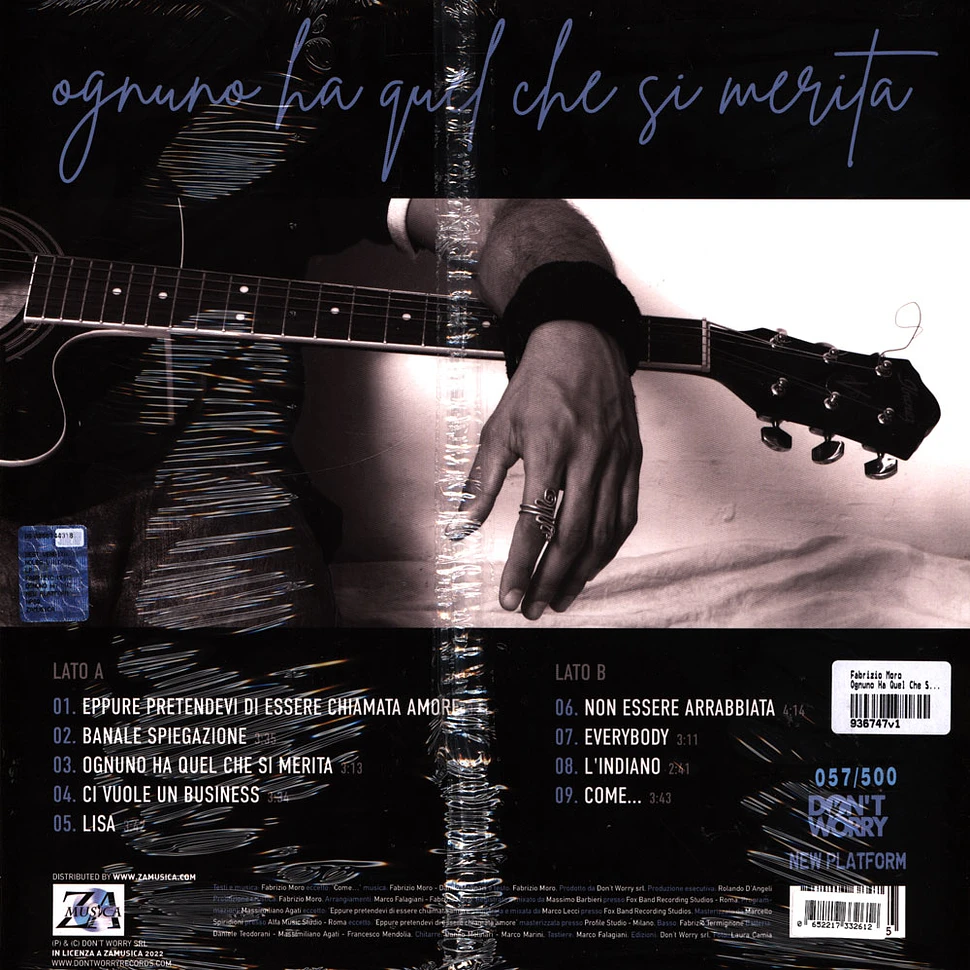 Fabrizio Moro - Ognuno Ha Quel Che Si Merita Blue Vinyl Edtion