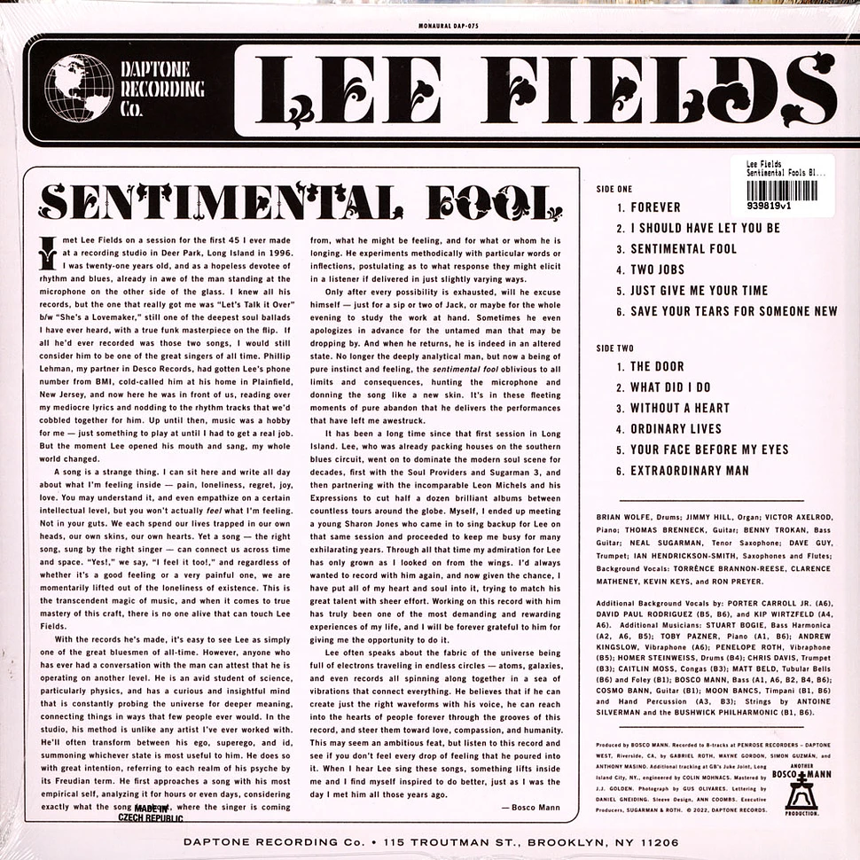 Lee Fields - Sentimental Fools Black Vinyl Edition