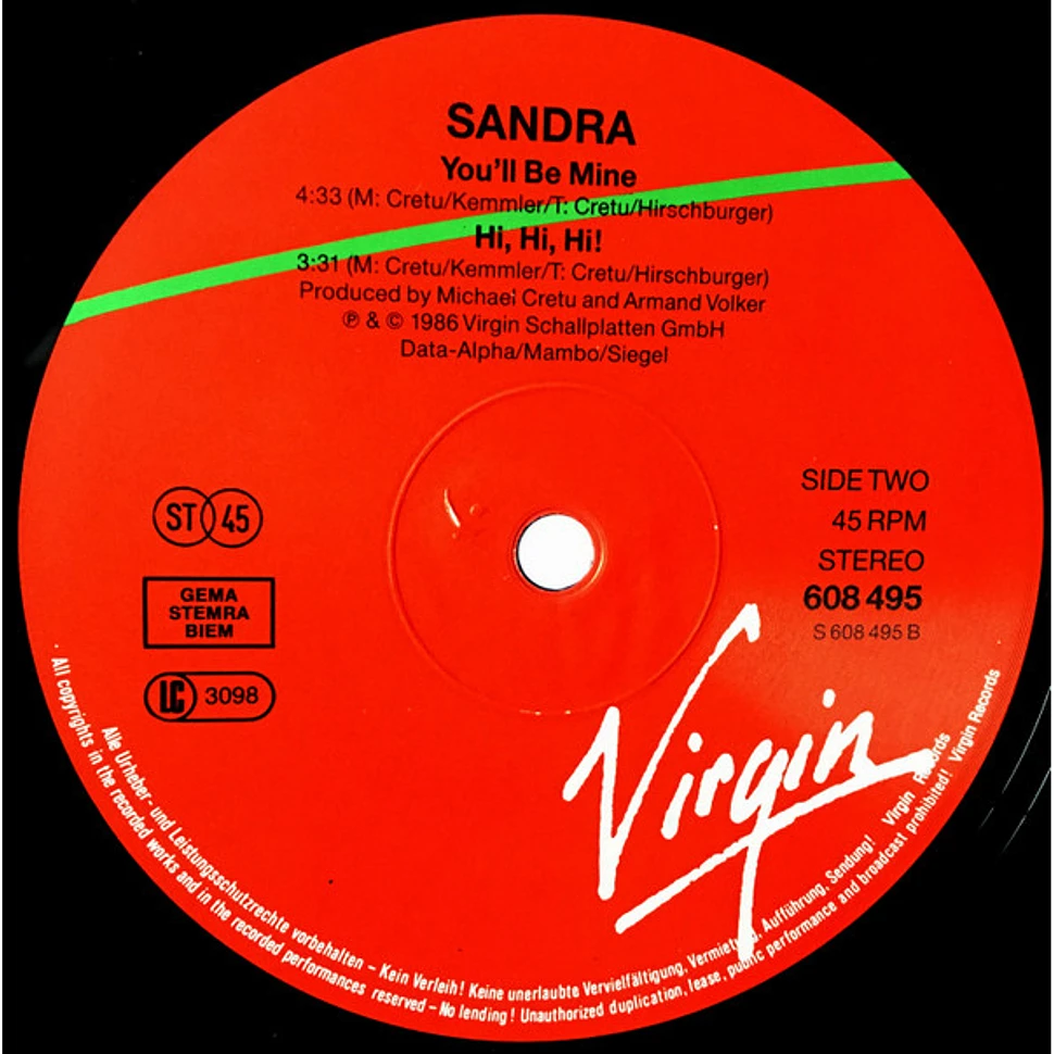 Sandra - Hi! Hi! Hi! (Extended 12")