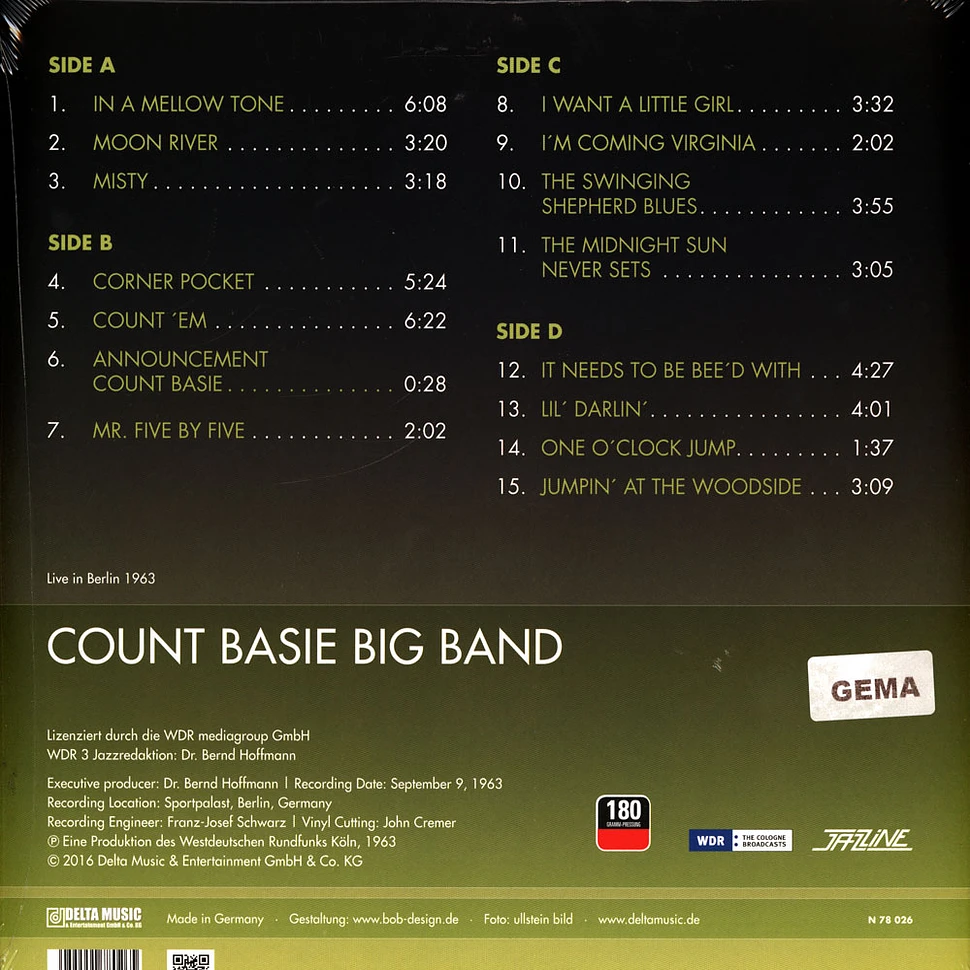 Count Basie Big Band - Live In Berlin 1963 - Vinyl 2LP - 2016 - EU ...