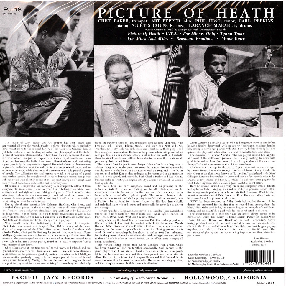 Chet Baker, Art Pepper, Phil Urso - Picture Of Heath Tone Poet Vinyl Edition