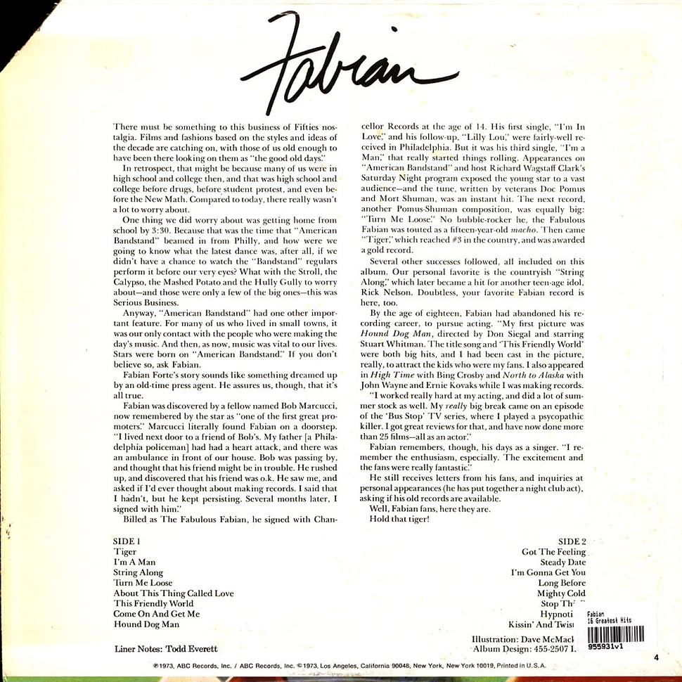 Fabian - 16 Greatest Hits