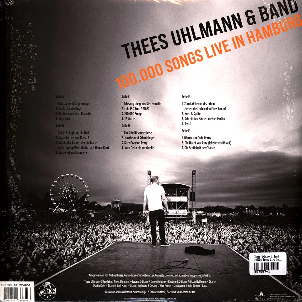 Thees Uhlmann & Band - 100000 Songs Live In Hamburg Black Vinyl Edition