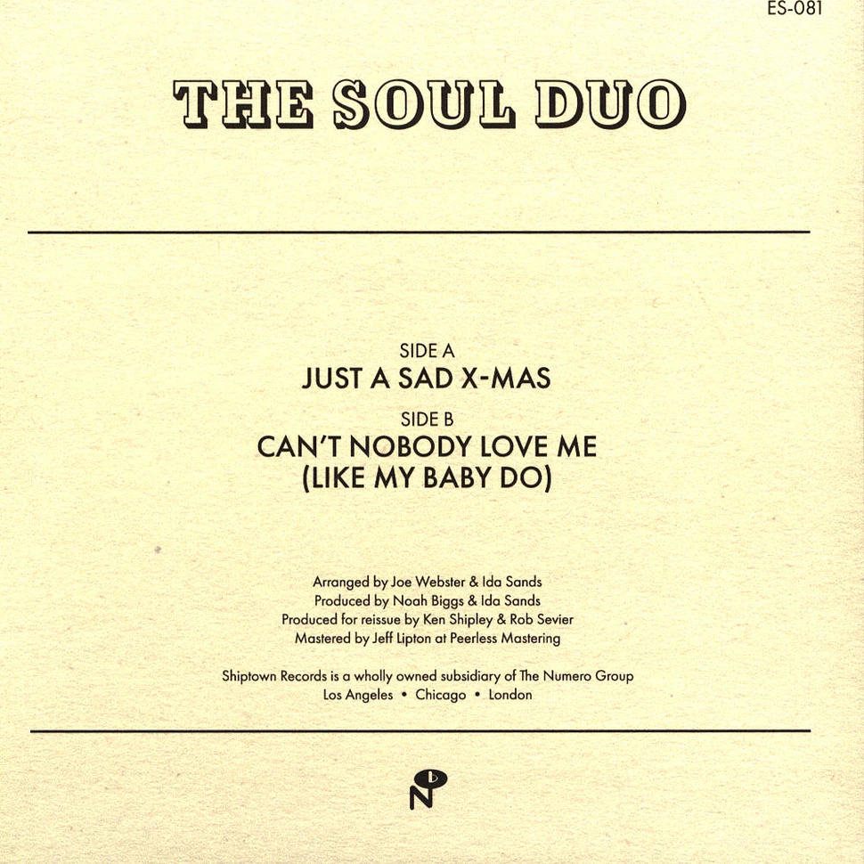 The Soul Duo - Just A Sad Xmas B/W Can't Nobody Love Me Xmas Vinyl Edition