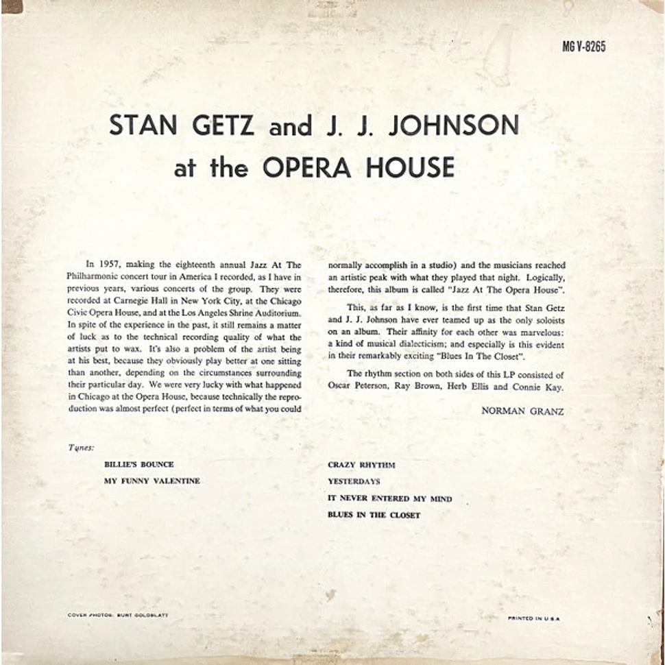 Stan Getz And J.J. Johnson - At The Opera House