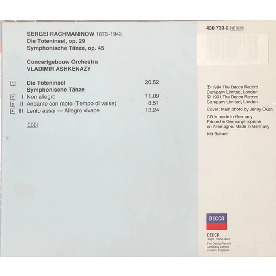 Sergei Vasilyevich Rachmaninoff / Concertgebouworkest / Vladimir Ashkenazy - Die Toteninsel, Op. 29 / Symphonische Tänze, Op. 45