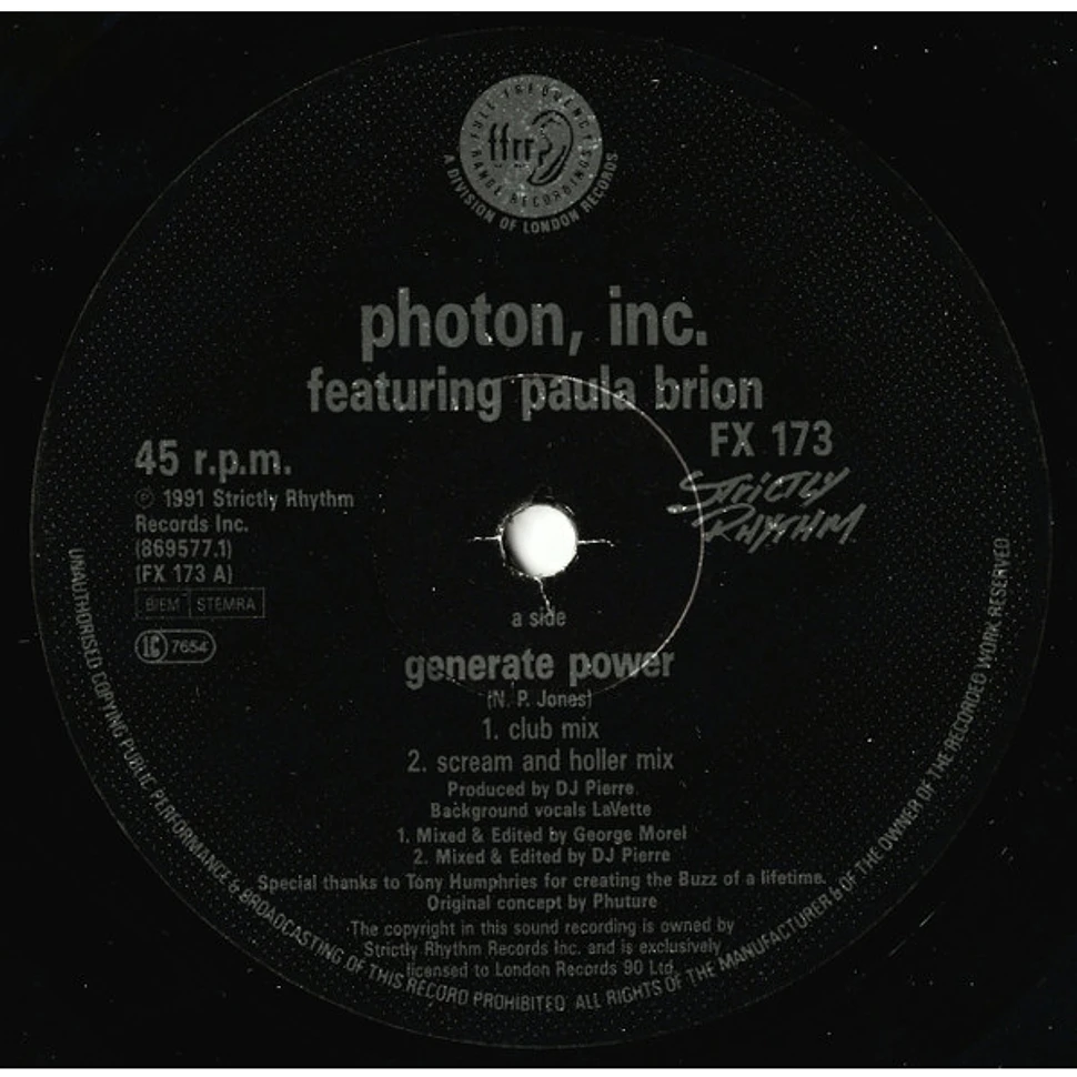 Photon Inc. Featuring Paula Brion - Generate Power