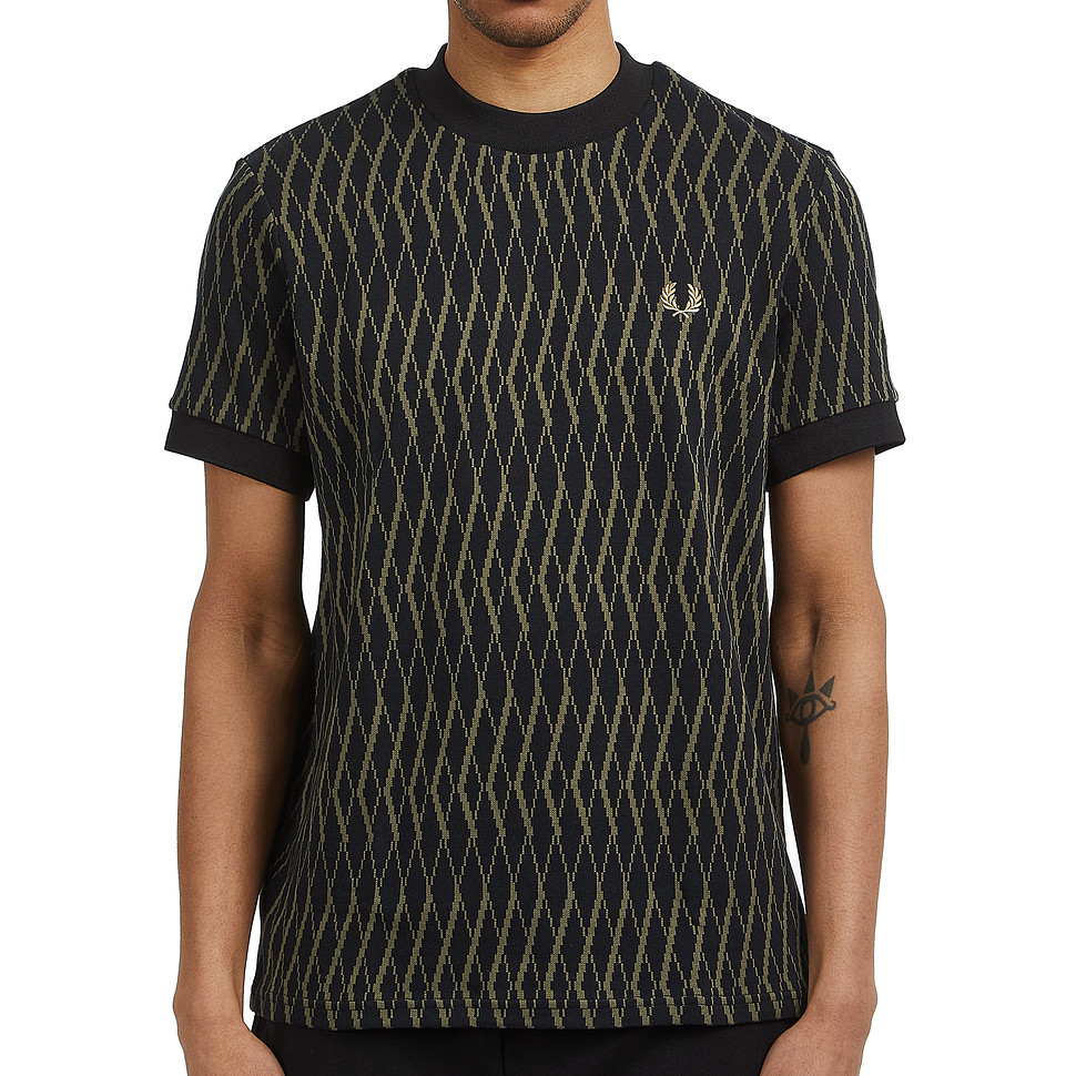 Fred Perry Argyle Jacquard T-Shirt - Black | M5676-102 | FOOTY.COM