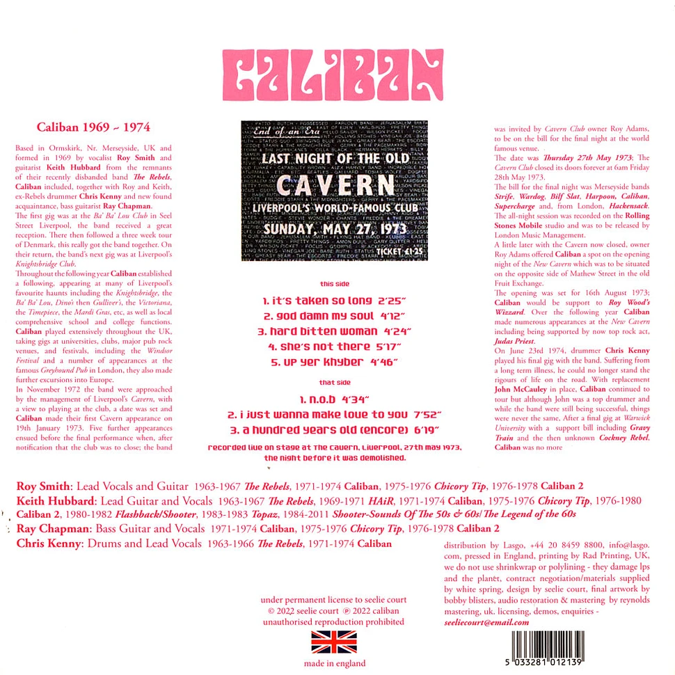 Caliban - Live At The Last Night Of The Cavern 1973