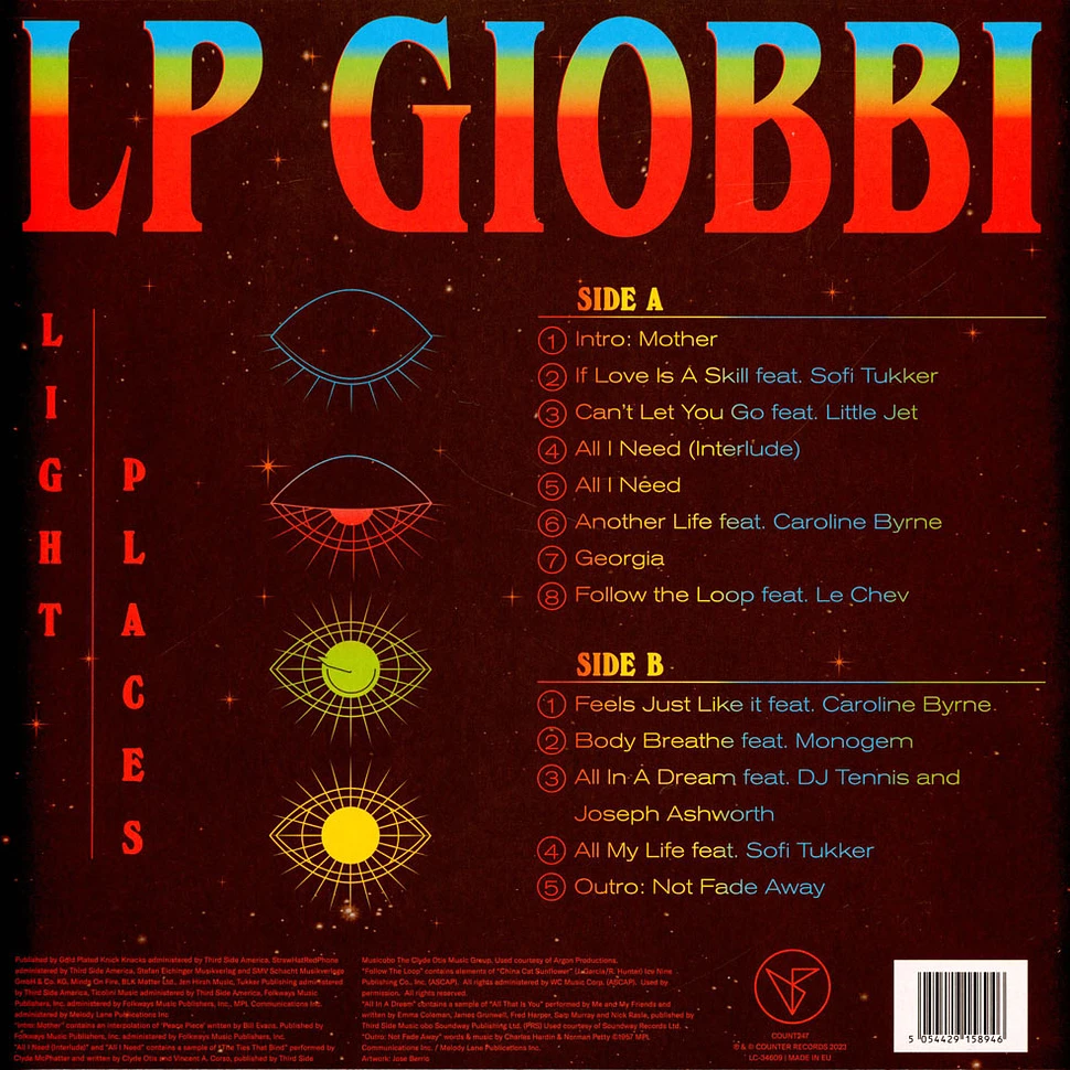 LP Giobbi - Light Places Transparent Light Blue Vinyl Edition