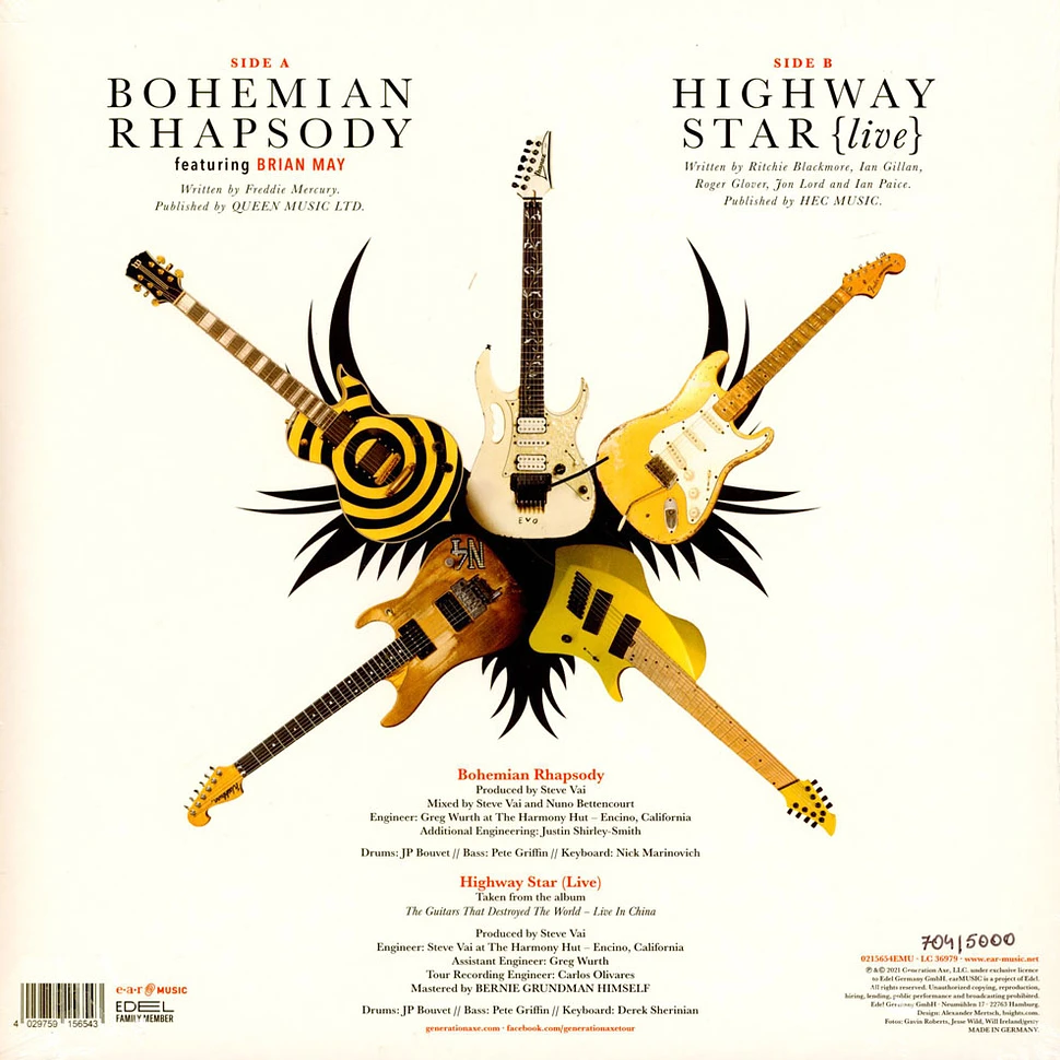 Generation Axe (Steve Vai/Yngwie Malmsteen/Zakk Wylde/Nuno Bettencourt/Tosin Abasi) Featuring Brian May - Bohemian Rhapsody Record Store Day 2023 Edition