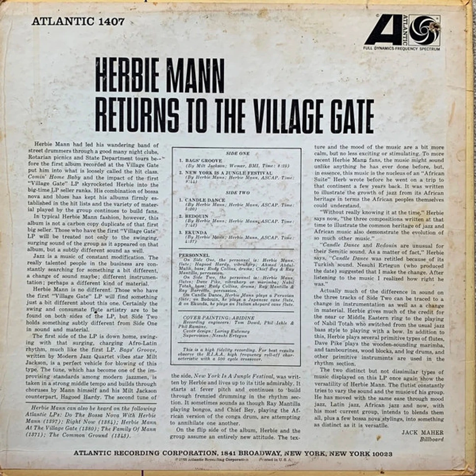 Herbie Mann Herbie Mann Returns To The Village Gate Vinyl Lp 1965 Us Reissue Hhv