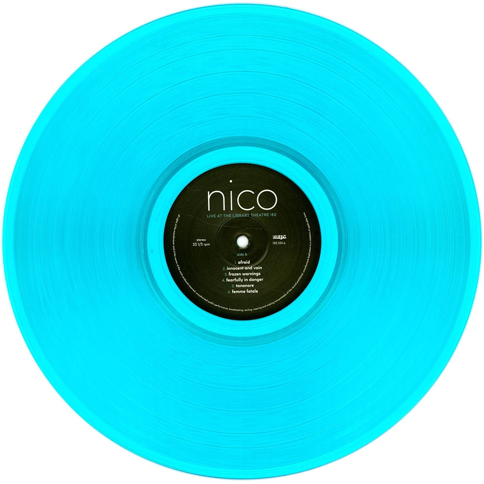 Nico - Live At The Library Theatre '80 Record Store Day 2023 Crystal Clear Blue Vinyl Edition