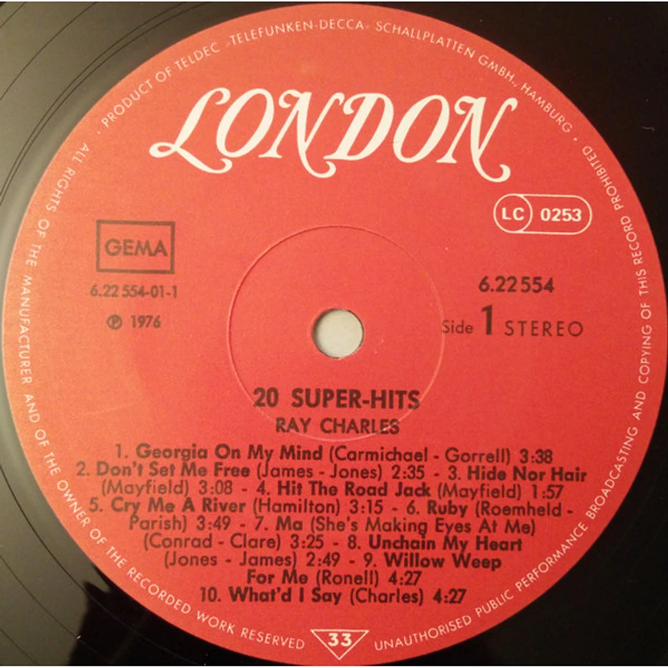 Ray Charles - 20 Super Hits By Ray Charles