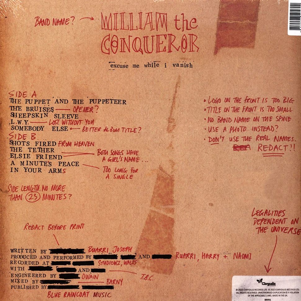 William The Conqueror - Excuse Me While I Vanish Red Vinyl Edition