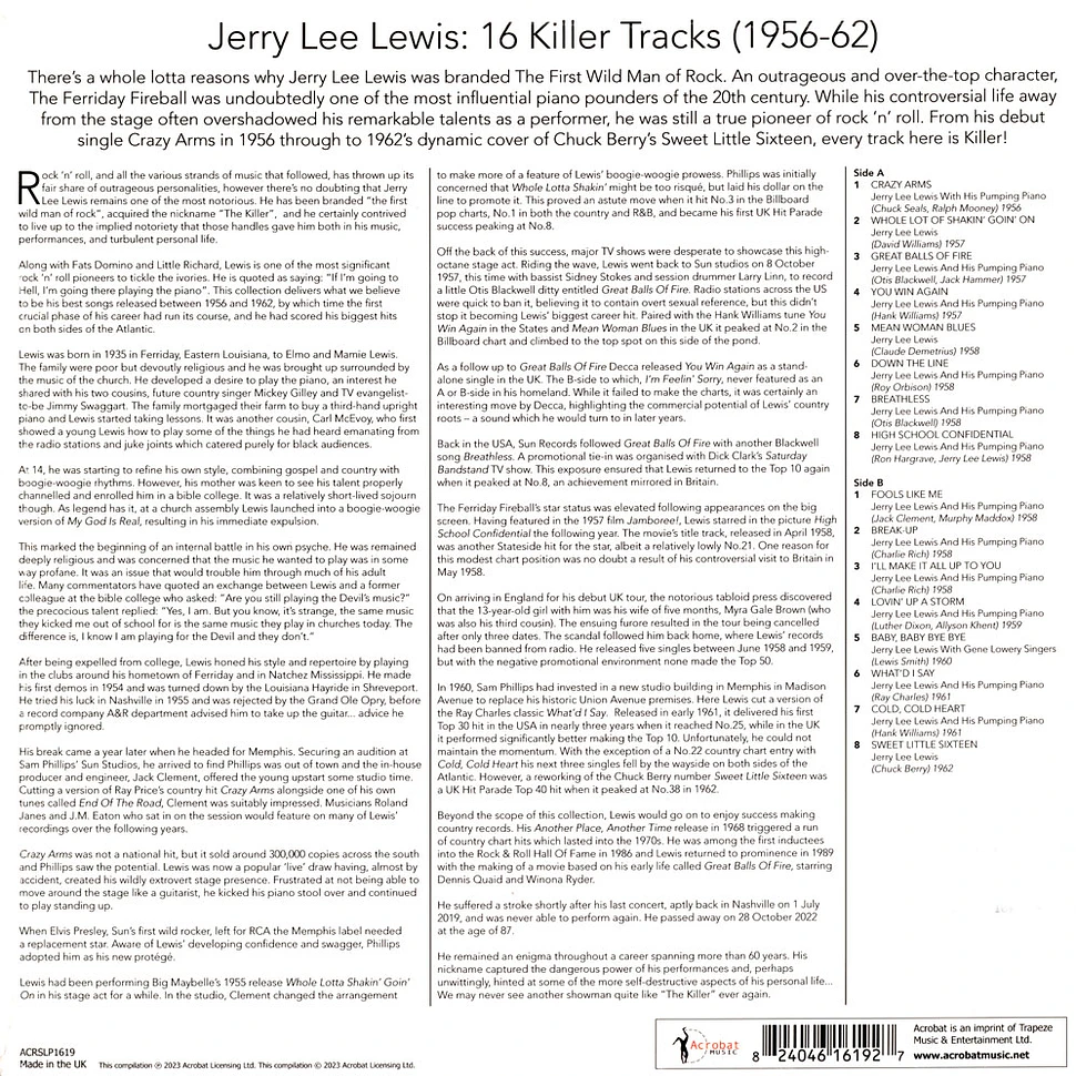 Jerry Lee Lewis - 16 Killer Tracks 1956-1962